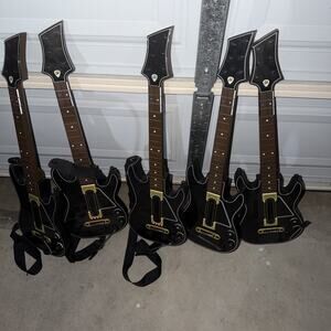 Lot of 5 Activision Guitar Hero Power Wireless Guitar Xbox 360/PS3 3 With Straps
